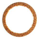 Circular and backlit mirror in amber. Contemporary artist's work.