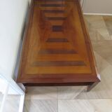 Large coffee table - cherry finish - solid wood - butterfly motifs