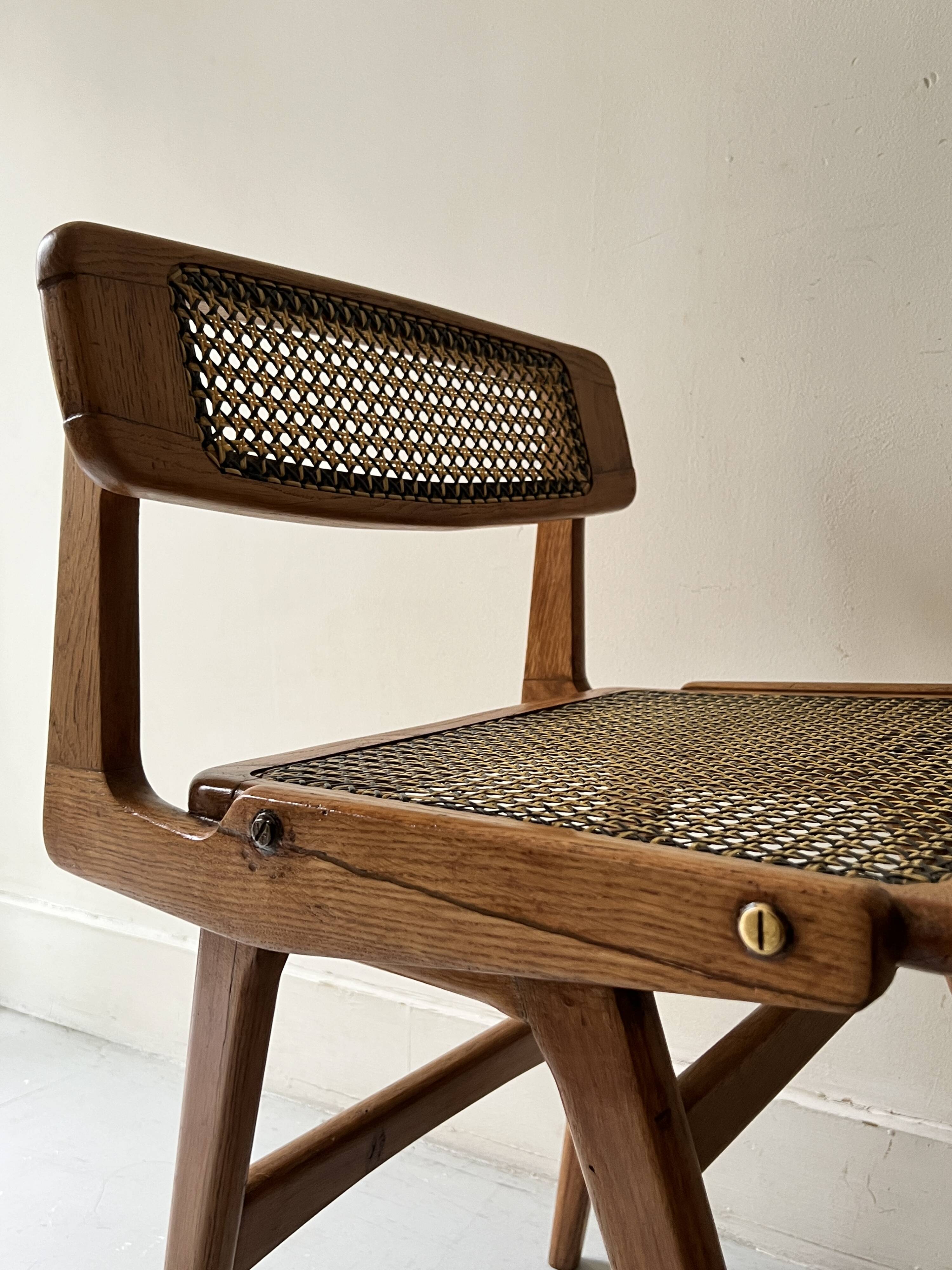 Designer chair in teak wood and cane, SNA Roset1950/60