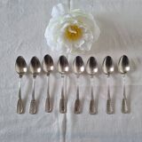 Coffret de 8 cuillères à café ou à dessert anciennes Boulenger en métal arg