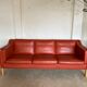 Vintage Danish mid-century Mogens Hansen 3 person cognac leather sofa