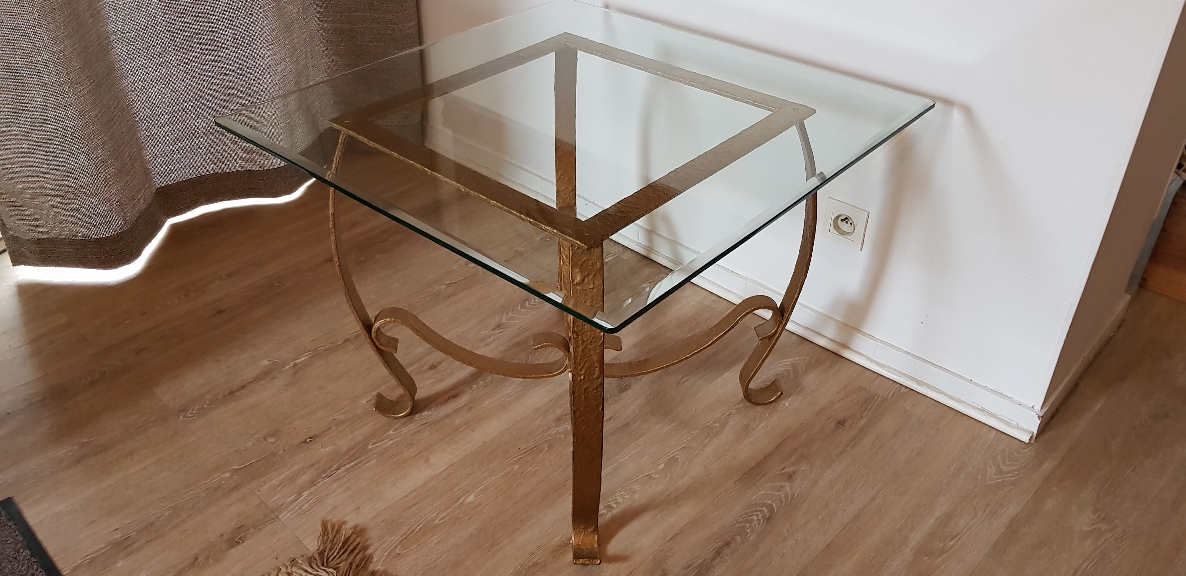 Gold iron and glass coffee table