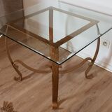 Gold iron and glass coffee table