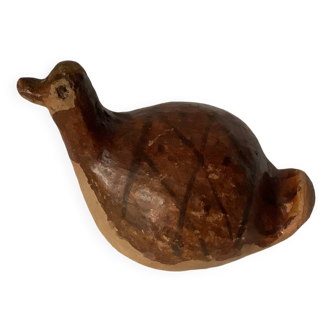 Handmade pottery in the shape of a duck