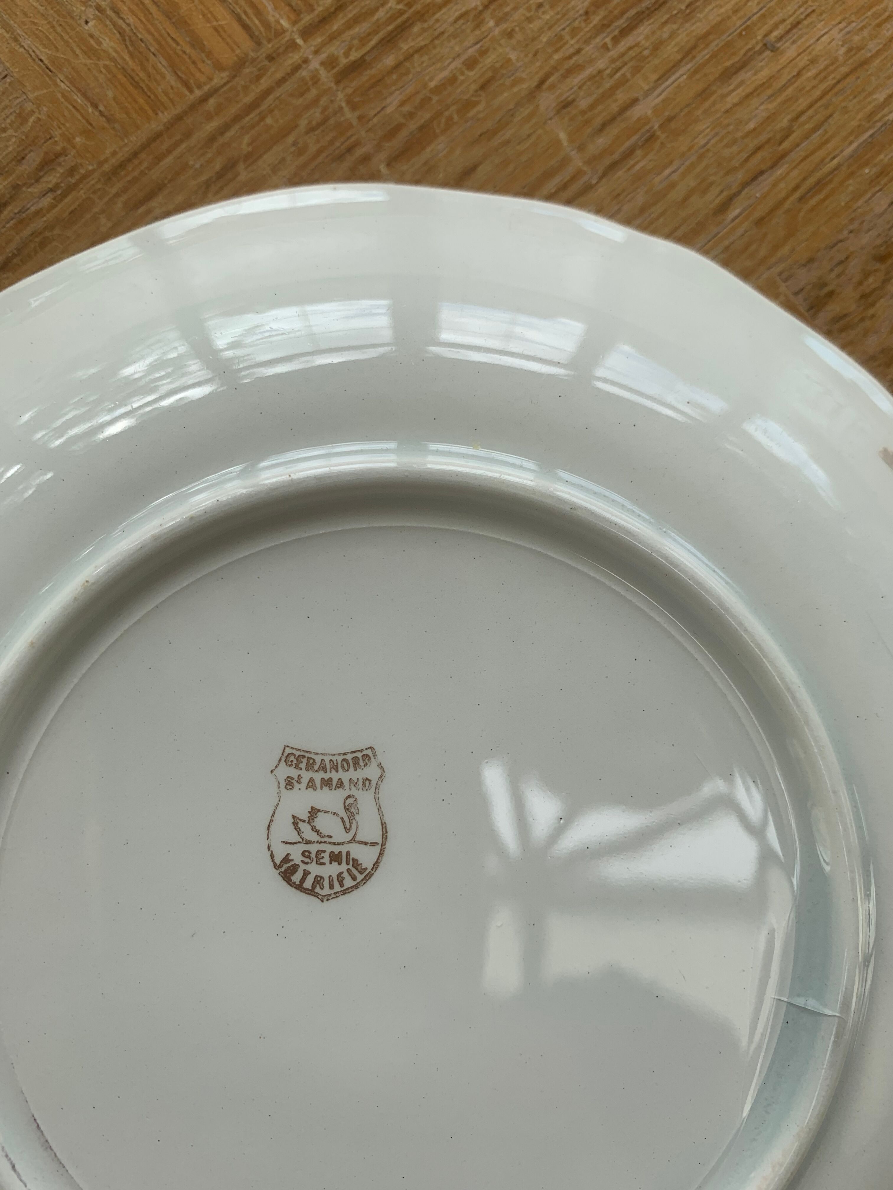 Cake set in yellow earthenware pattern black tulips ceranord Saint-Amand Vintage