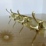 Large wall-mounted coat rack in gold aluminum, 60s-70s