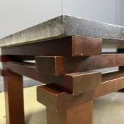 Vintage wooden and stone top coffee table, 1970s