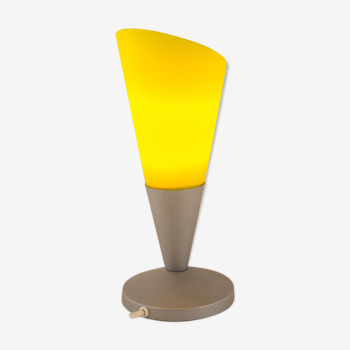 Elegant lamp of the space age in bright yellow glass 90s