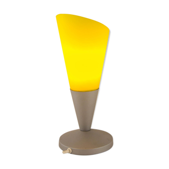 Elegant lamp of the space age in bright yellow glass 90s