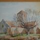 Eglise à la campagne - Aquarelle signée