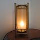 Grande lampe en bambou abat jour tubulaire années 70 80