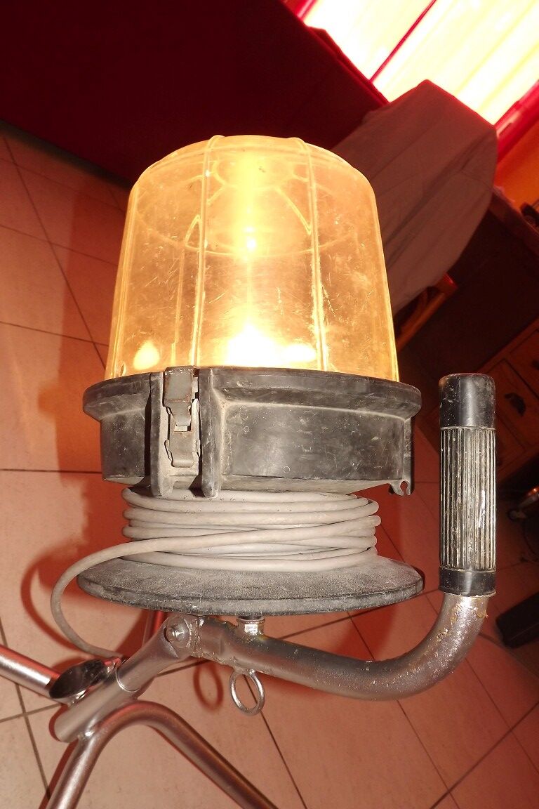 Industrial iron and plastic lamp