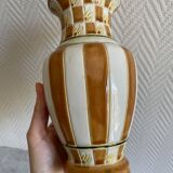 White and brown enamel vase Art Deco style