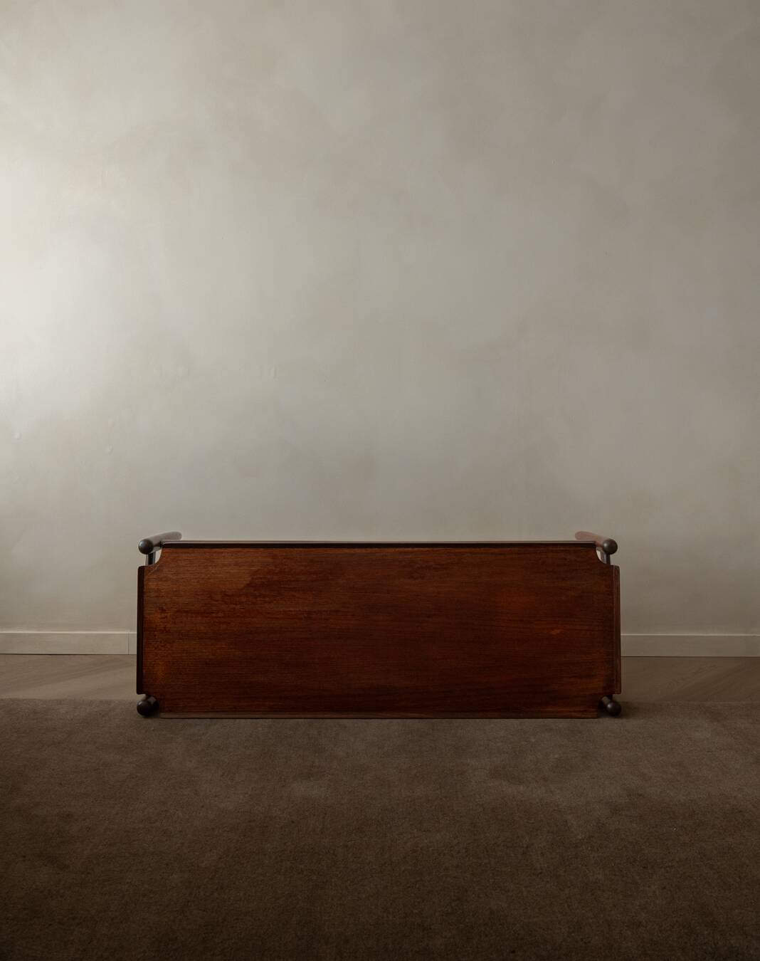 Vintage Teak Coffee Table, Mid Century Modern, Sculptural Arched Stretchers