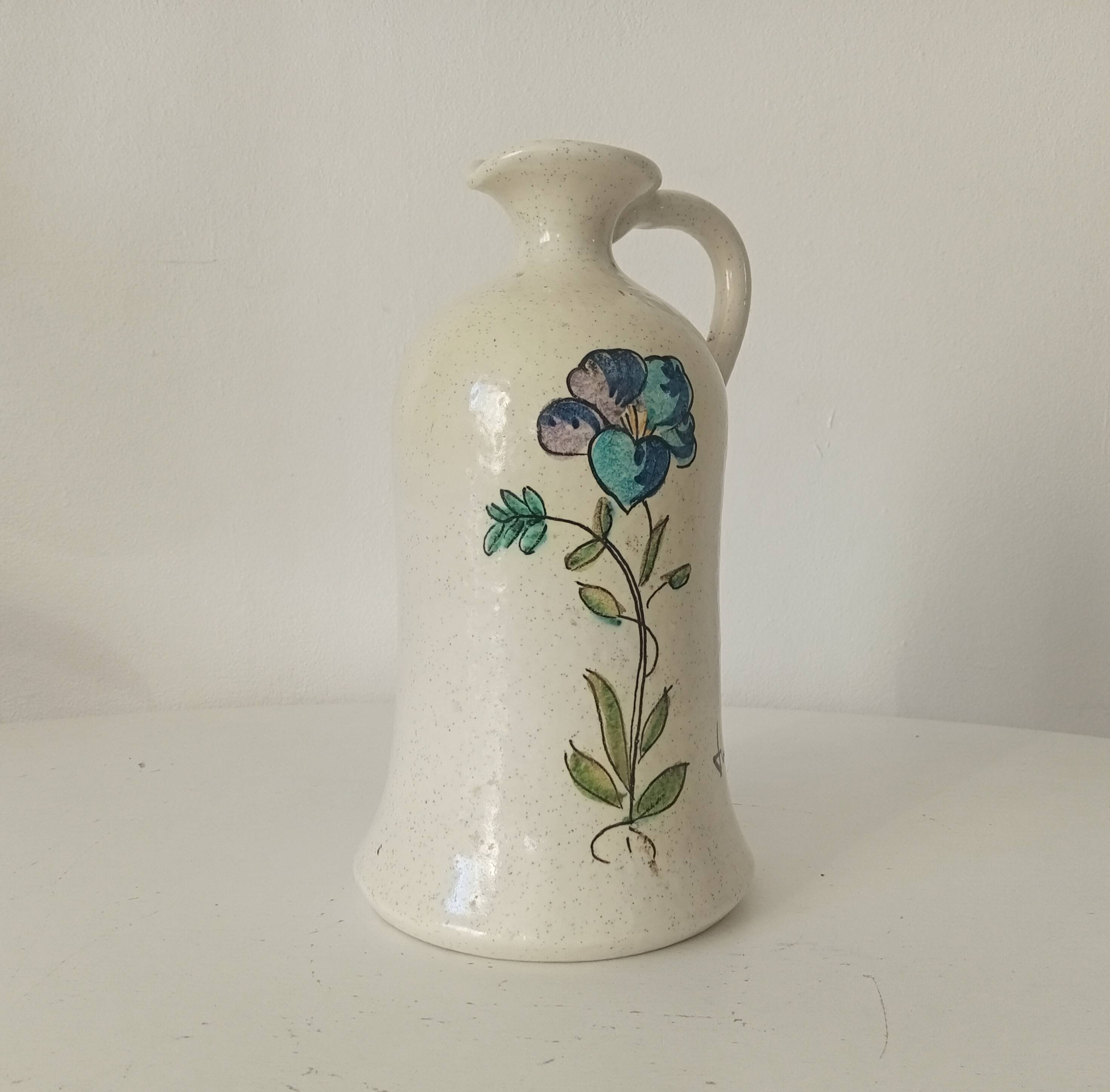 Pichet vintage en grès vernissée signé