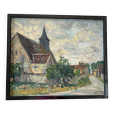 The village church, oil on canvas signed