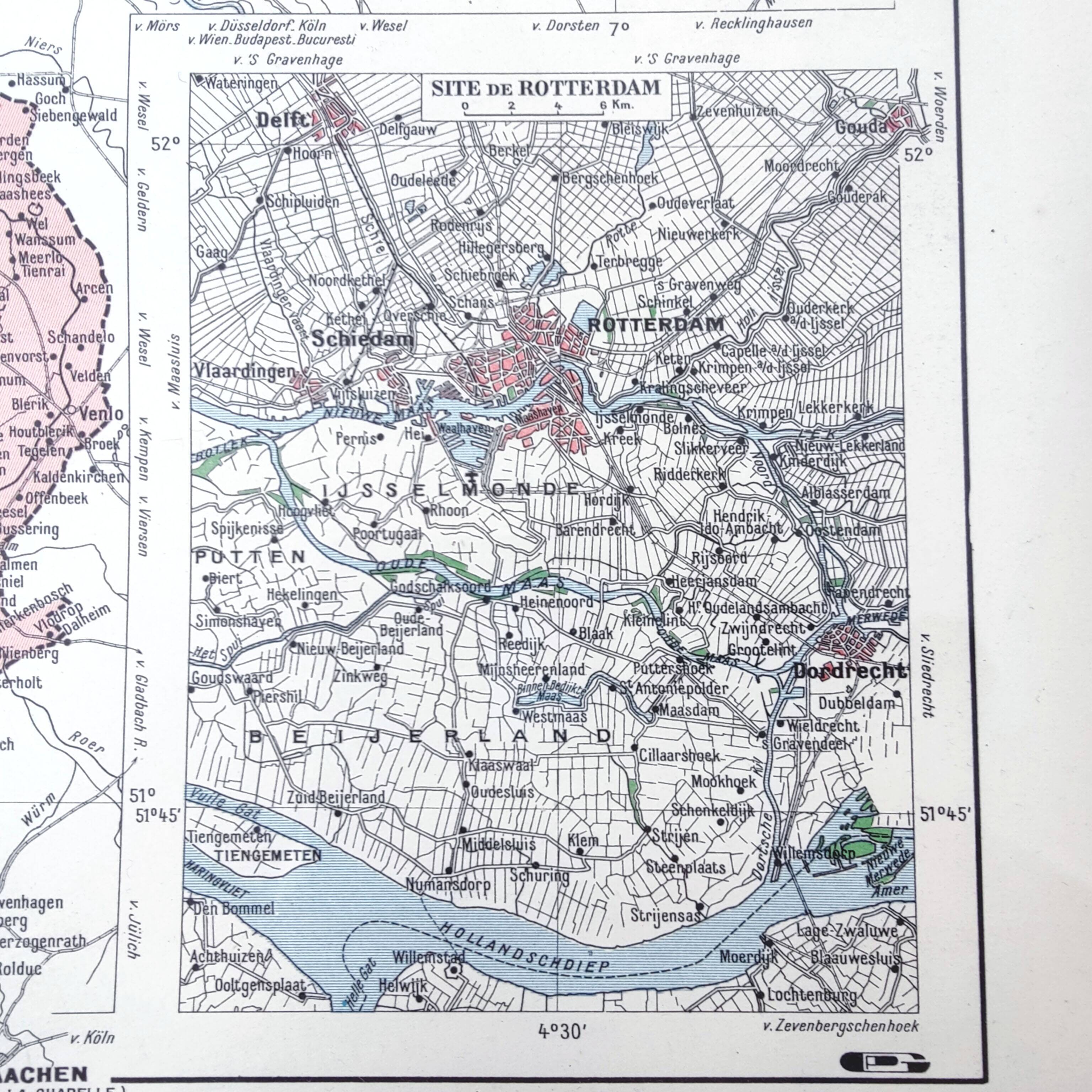 Map of the Netherlands Amsterdam Rotterdam 43x43cm from 1950