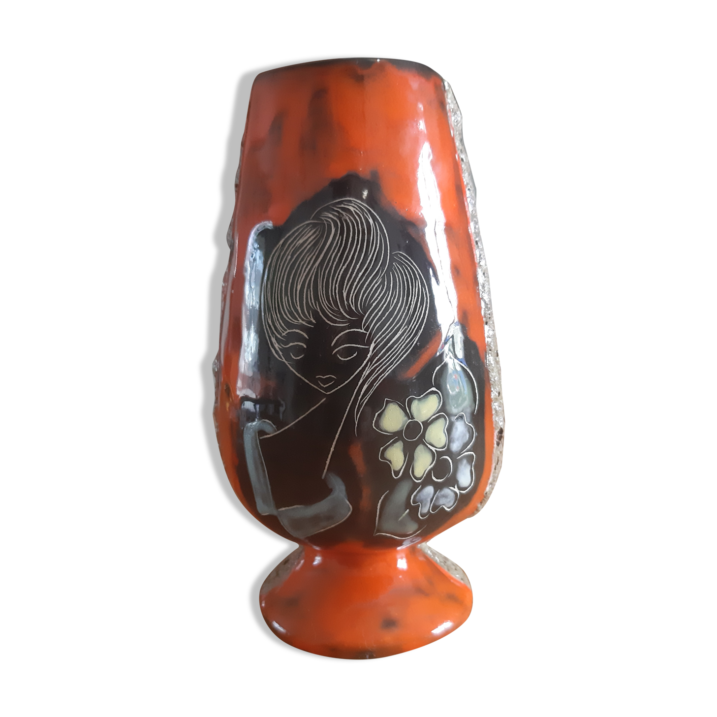 Vintage Vase in Glazed Ceramic