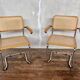Pair of Breuer style armchair chair  made in italy vintage 1970 beige