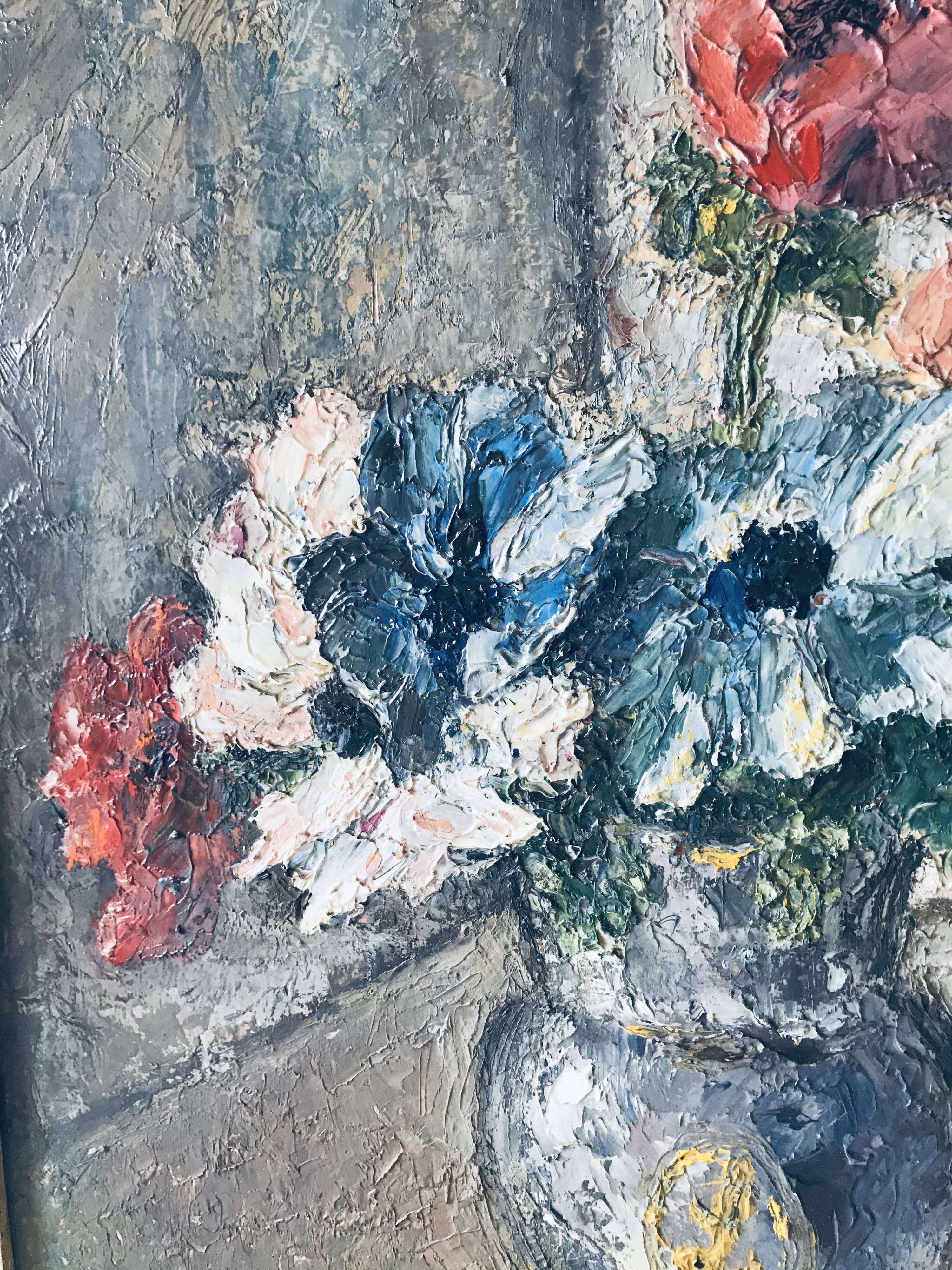 Old painting signed bouquet