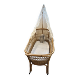 Baby rattan cradle, 1960s