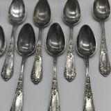 Set of 12 small spoons in silver metal, rocaille style