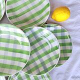 Antique checkered soup plates