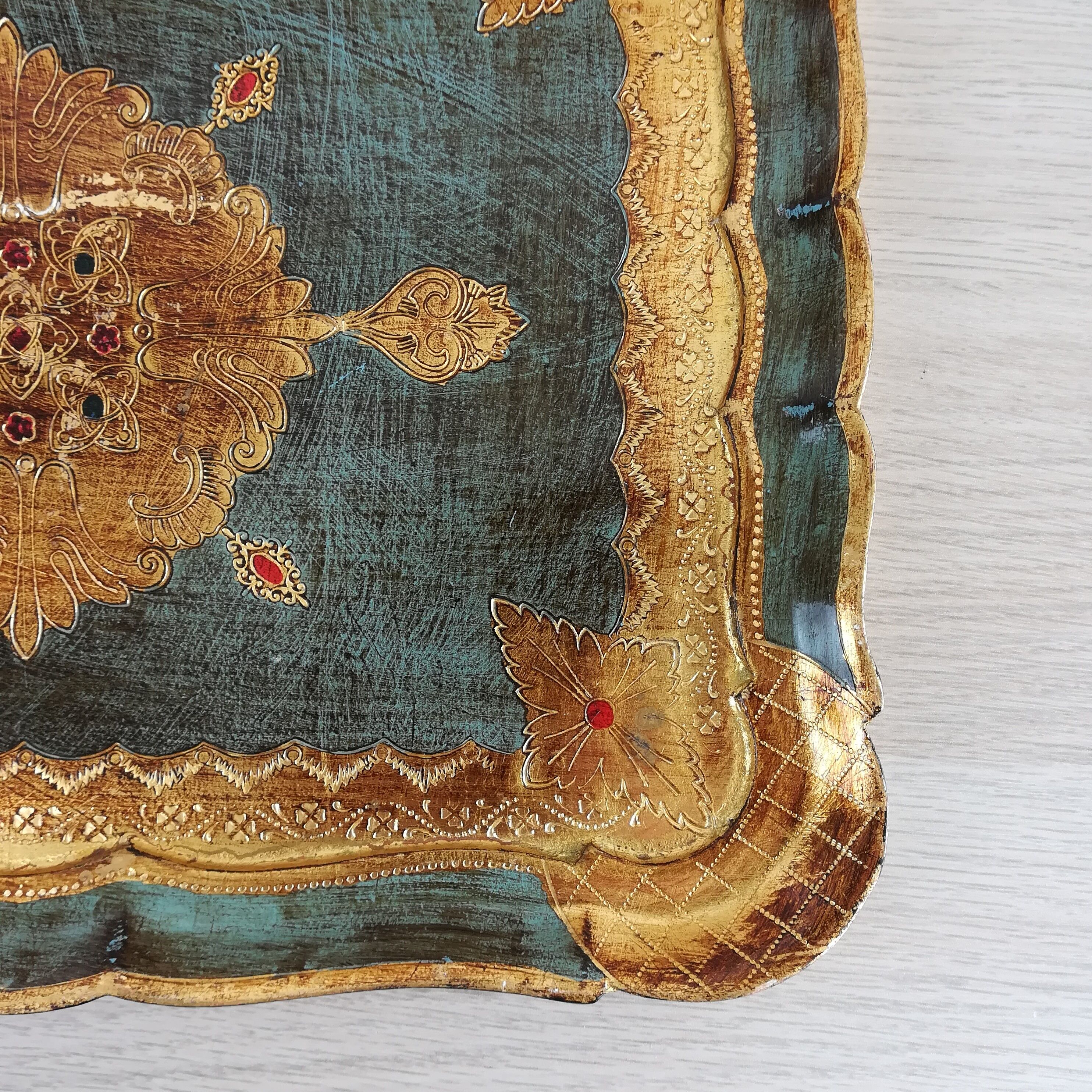 Florentine blue and gold tray