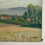 Oil on canvas depicting a 20th century landscape by Carlos Gallos
