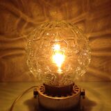 Structured glass globe lamp and metal-brass/ vintage 60s and 70s base