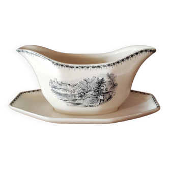 Boch La Louvière earthenware gravy boat