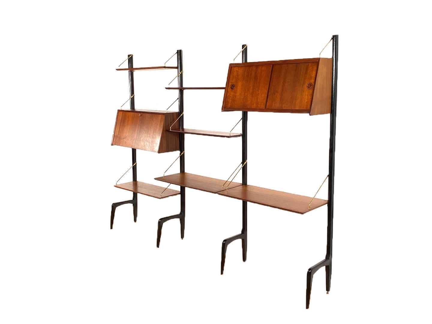 Vintage wall unit with two desks by Louis van Teeffelen for Wébé, 1950s