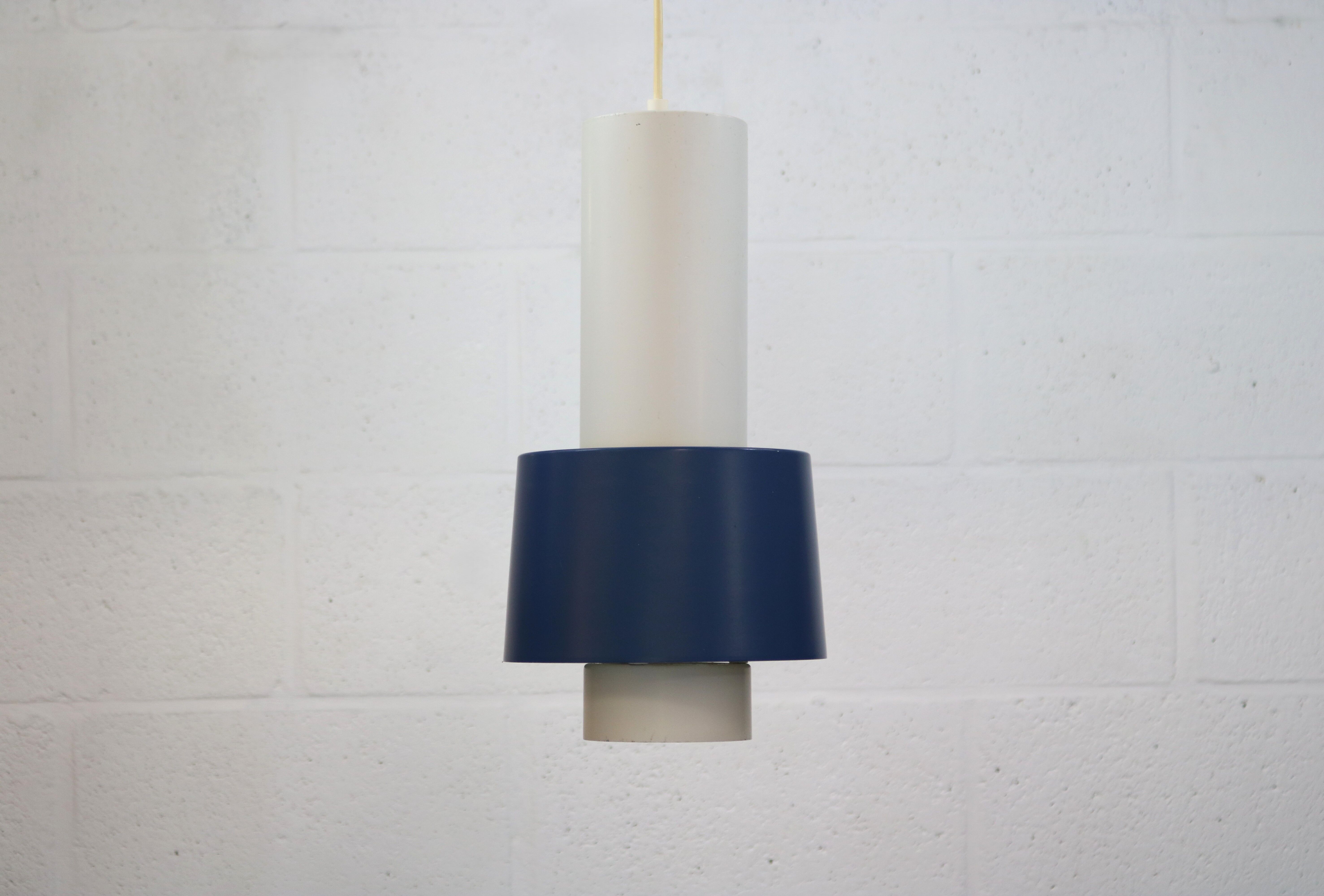 Old Danish design lamp in white/gray and blue colours - Denmark 60's