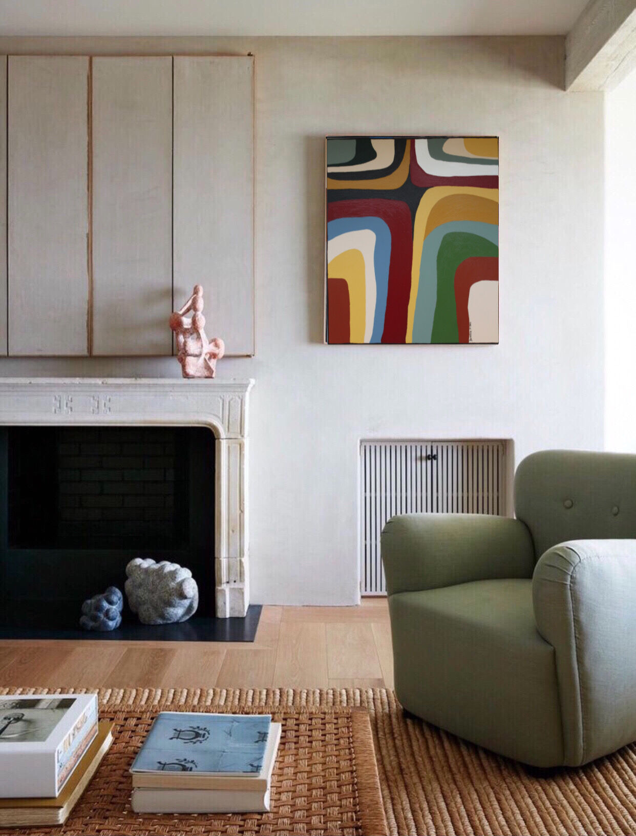 Colorful abstract painting "Rainbow n°4" 72x60 cm