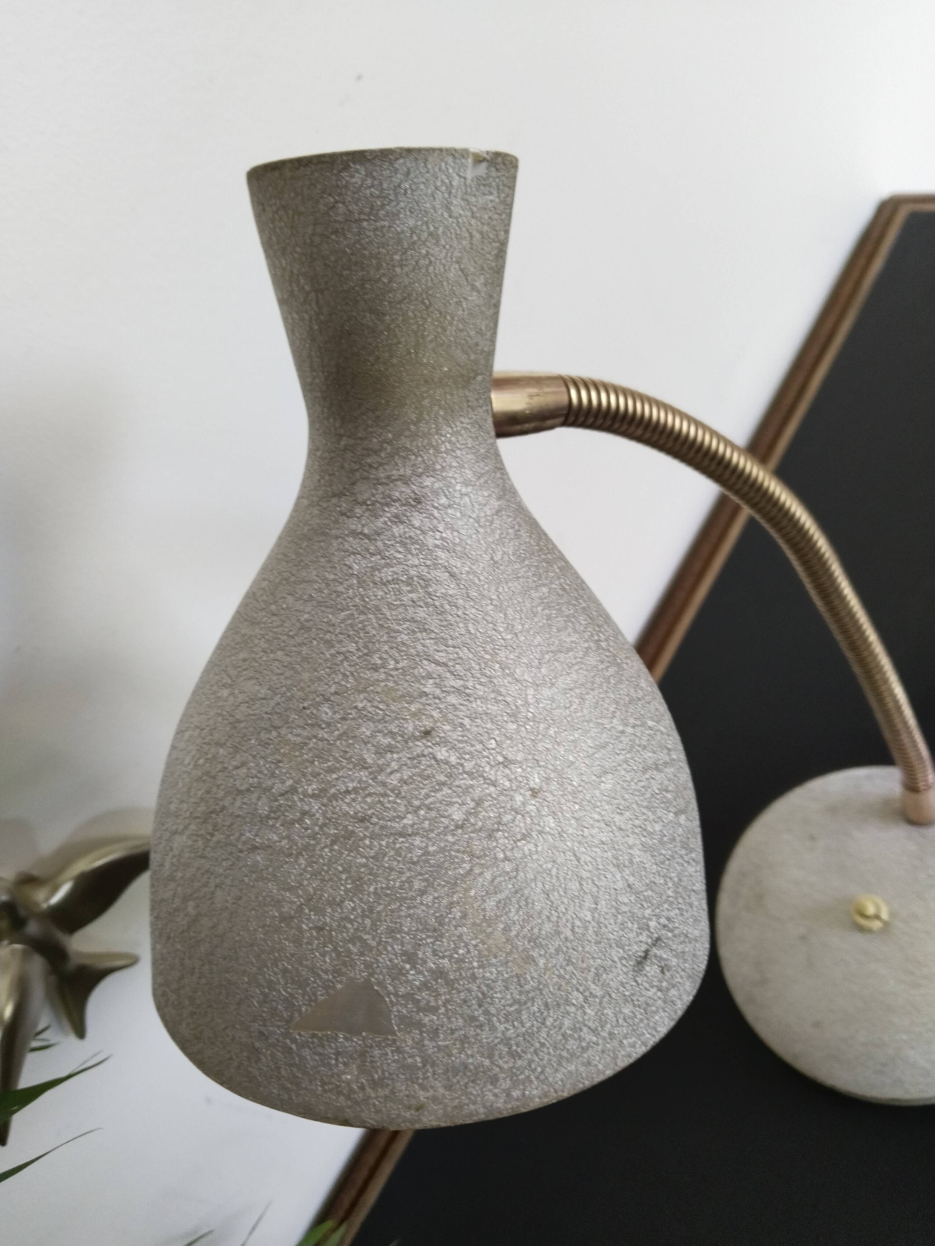 Hammered gray cocotte desk lamp, vintage French, 1940s