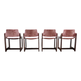 4 chaises de salle à manger en velours italien mi-centrury, années 1960