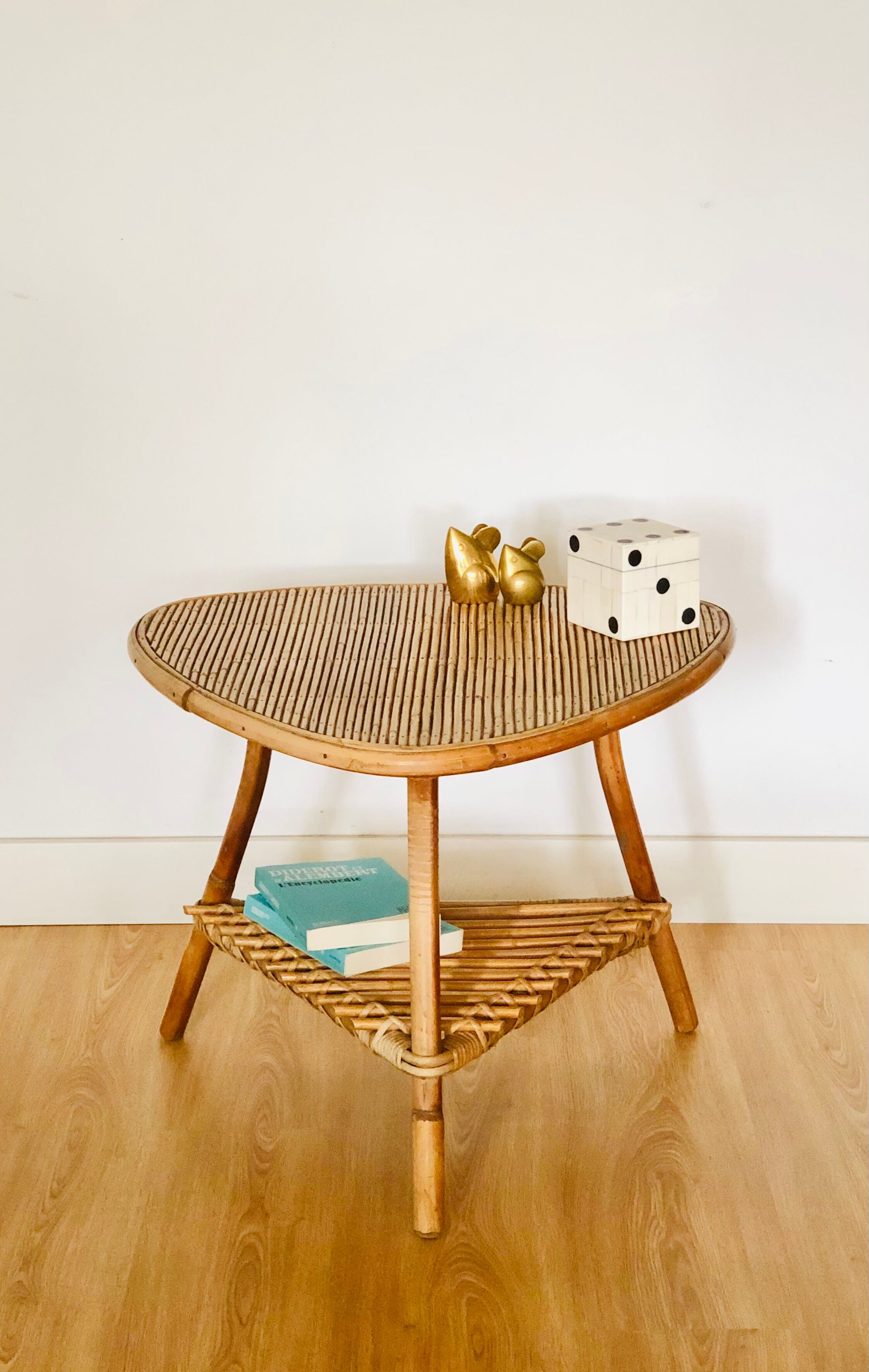 Coffee table, rattan and bamboo