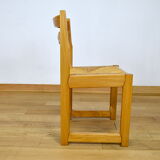 6 vintage chairs in elm - set assisi straw 1970 / 1980