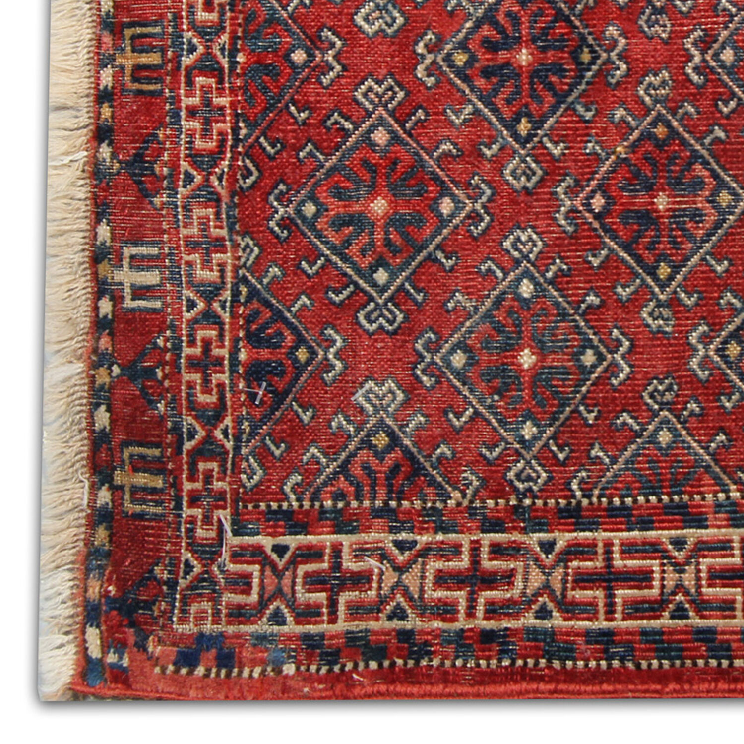 Antique persian turkmen rug small red wool area rug