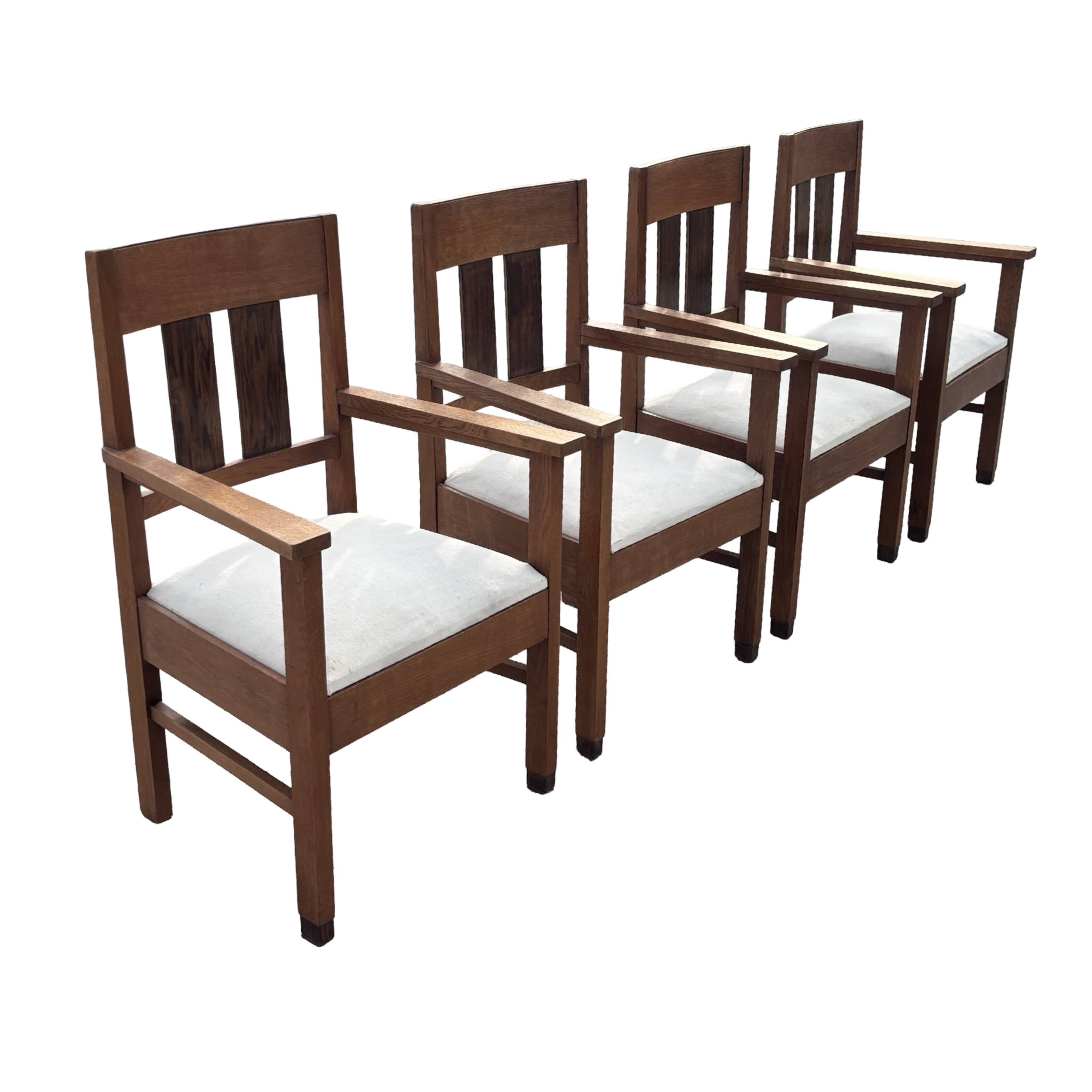 Set of four Art Deco chairs oak Amsterdam School Design 30's