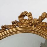 Large Antique Oval Gilt Mirror in Wood and Plaster, Belgium, 1900s