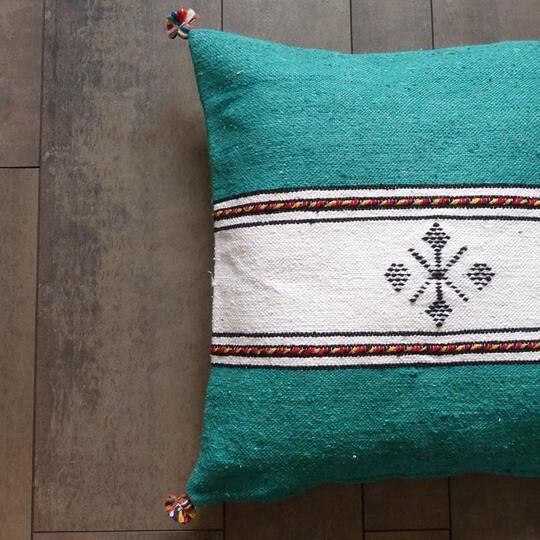 Moroccan berber cushion green and white