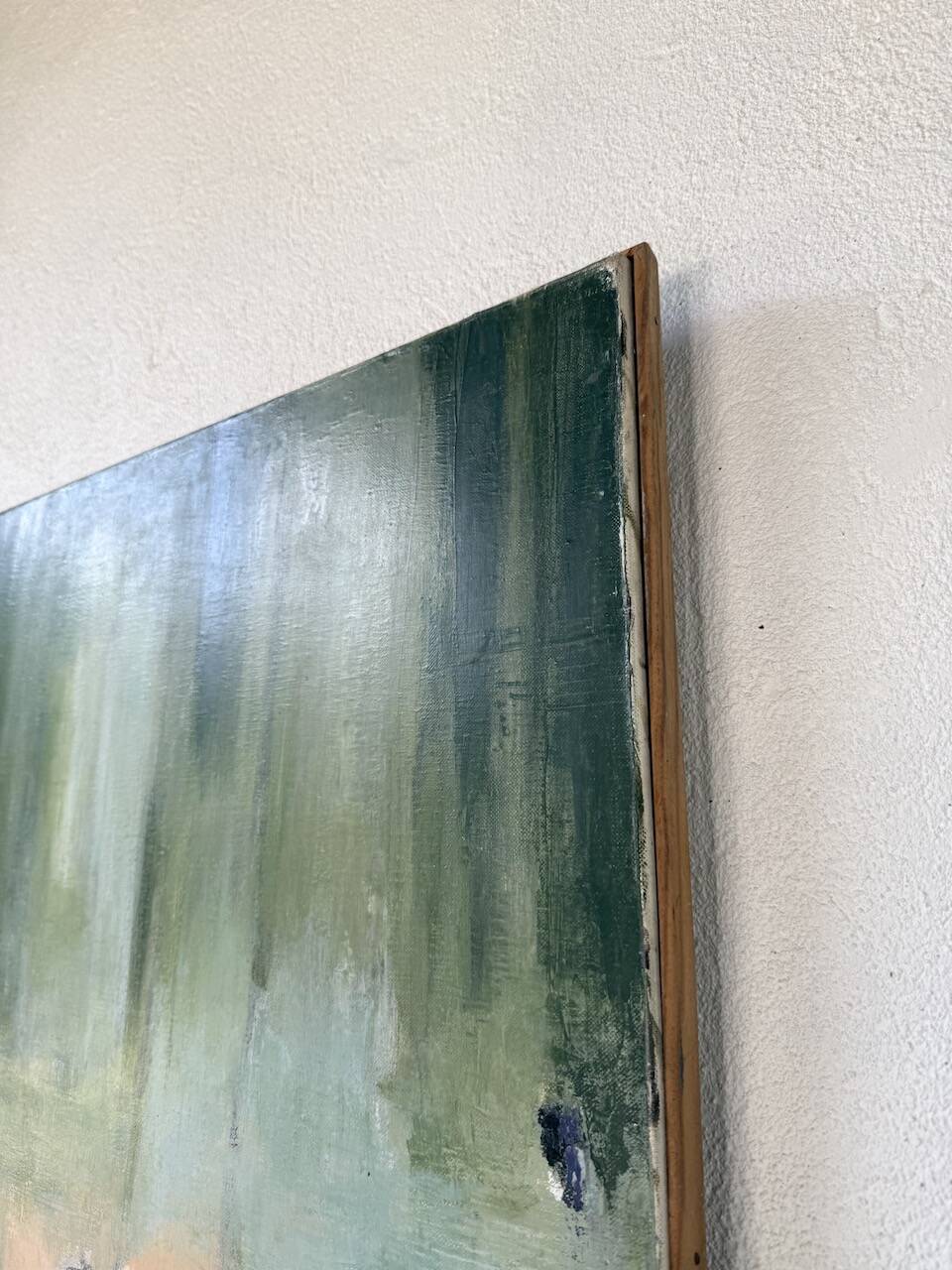 Toile abstraite nymphéas signée JP Perron, XXème