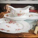 Gravy boat +2 Porcelain Raviers Limoges Lafarge / Floral Country Decor