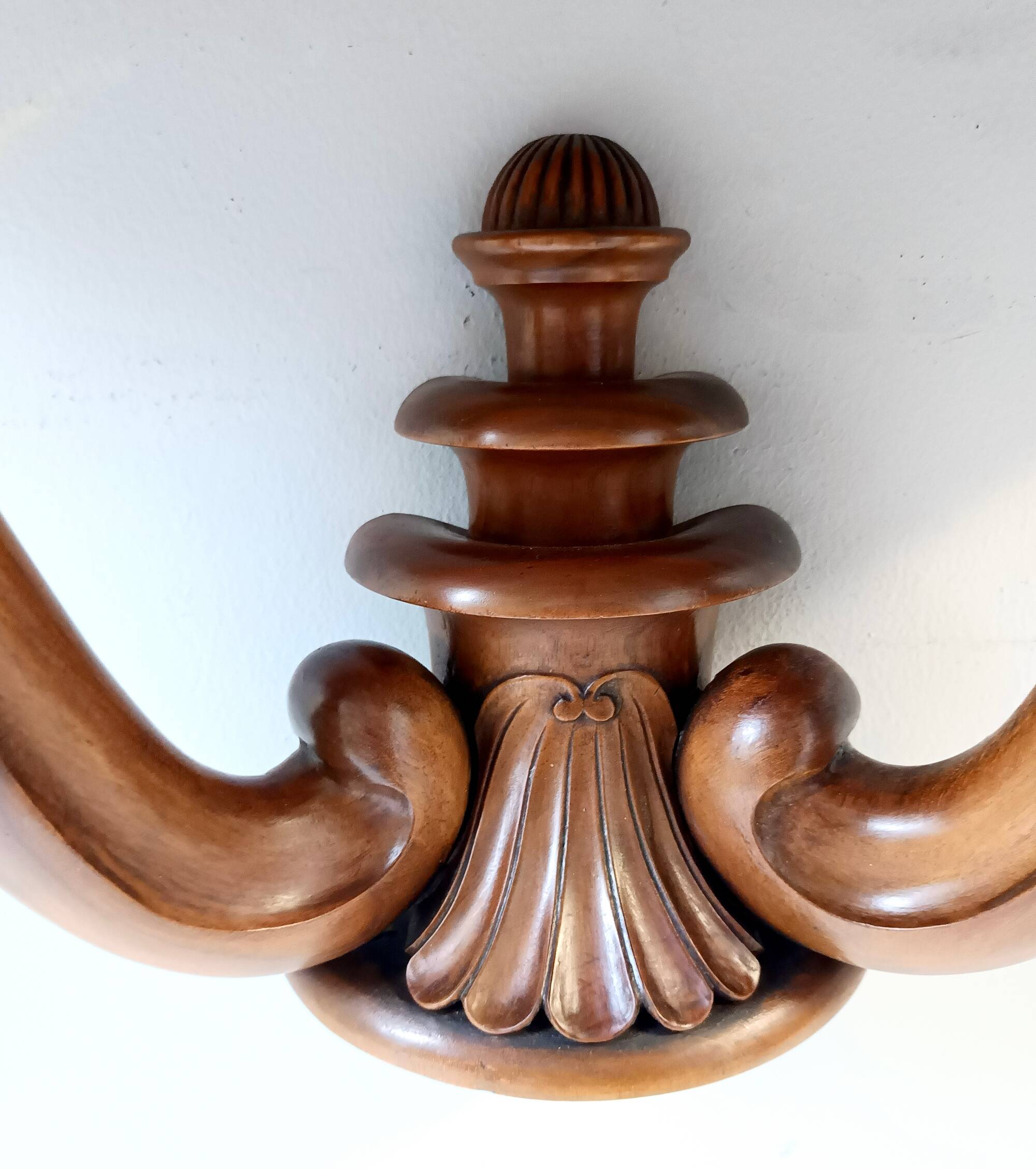 Solid Walnut Wall-Mounted Console Table, Italy