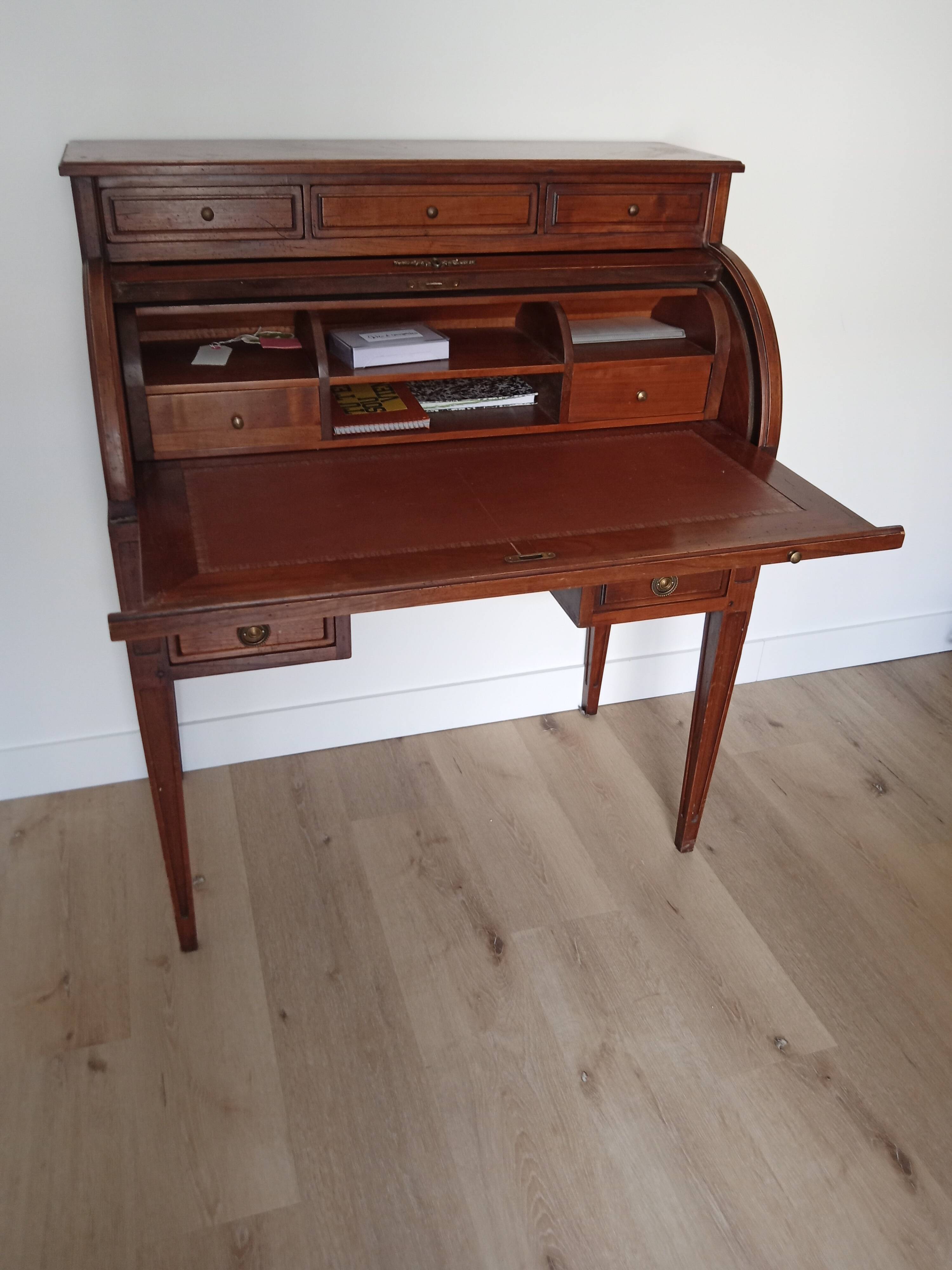 Antique wooden drop-leaf secretary, Louis XVI style.