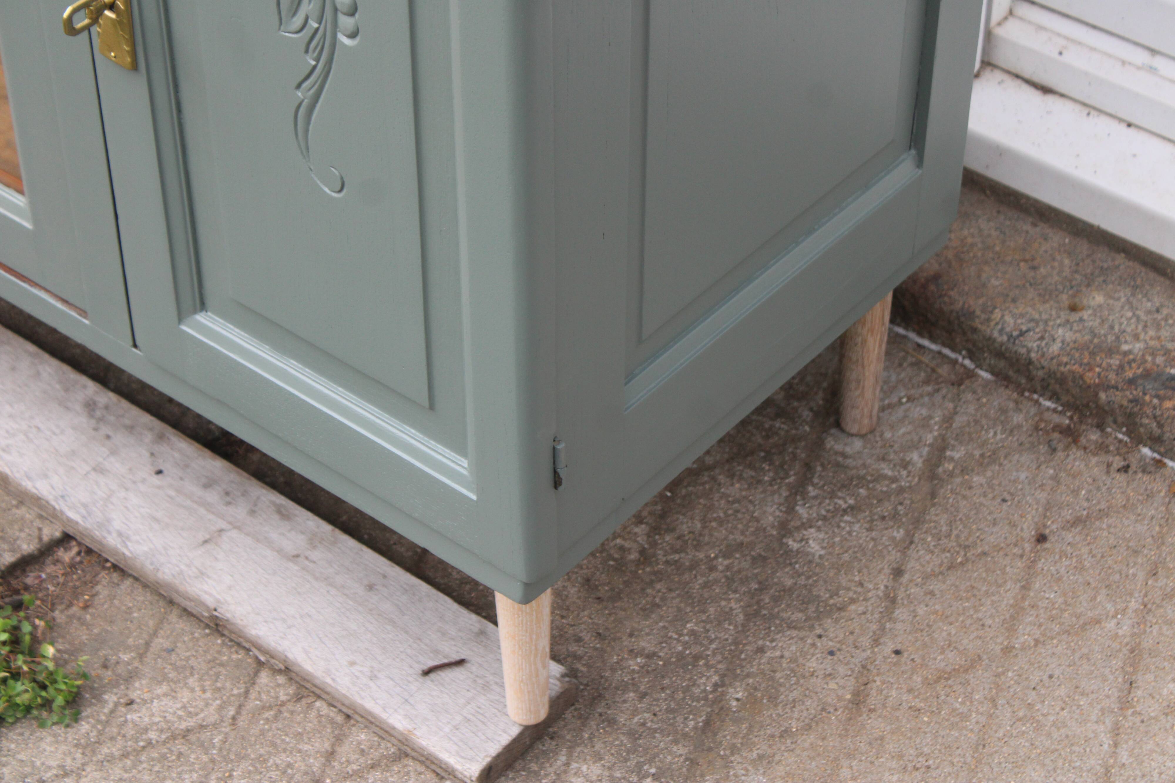 Renovated vintage sideboard with khaki paint – Haussmann chic & bohemian style