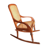 Rocking-chair ancien bois et cannage rotin