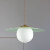 Mid-Century Italian Brass and Opaline Angel Pendant Lamp