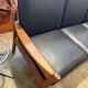 Scandinavian bench in solid teak and faux leather 1970